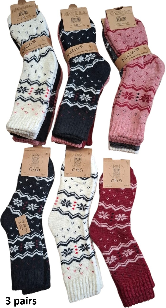 Y-A5.2 JN25-8317 Woolen Socks Size 36-41 Mixed Colors - 3-Pack