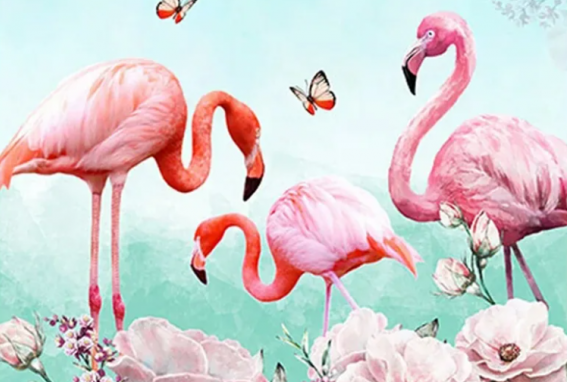 T-C7.1 GD76328 Diamond Painting Canvas 40x30cm - Painting 35x25cm Flamingo