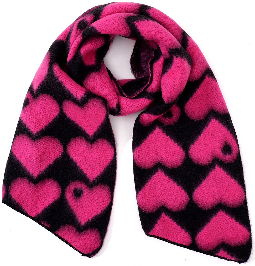 Y-B3.5 SCARF1007-002-3 Scarf Hearts 180x50cm Pink