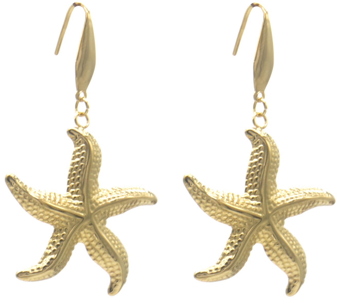 B-A7.4  E1033-009G S. Steel Earrings Starfish 5cm