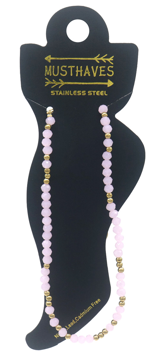 E-D3.1 ANK103-006 S. Steel Anklet Glassbeads