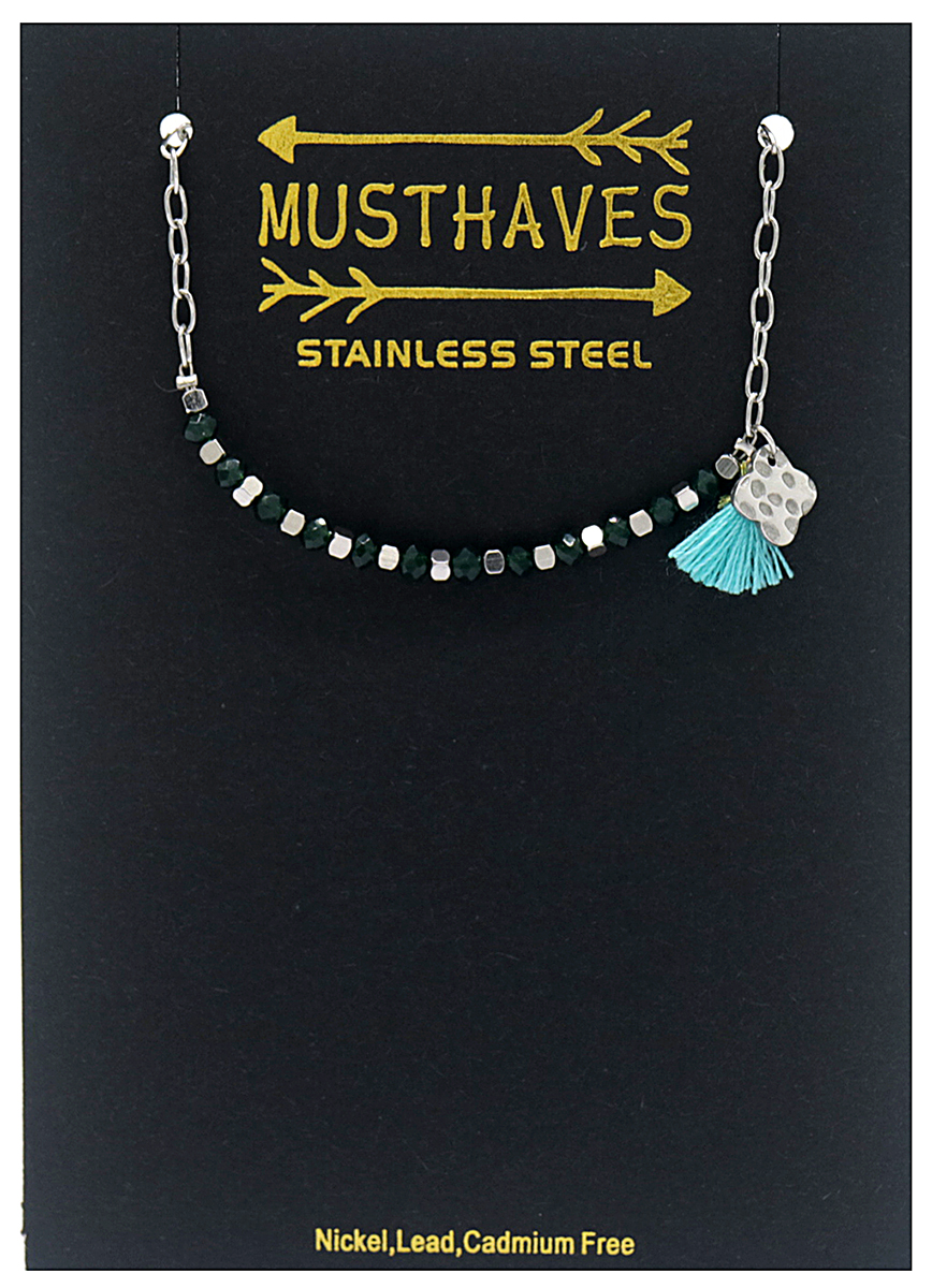 E-F2.3 B031-021S S. Steel Bracelet Beads - Tassel