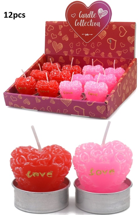 R-K6.2  CA958-004 Candles 5cm Love - 12pcs in Display