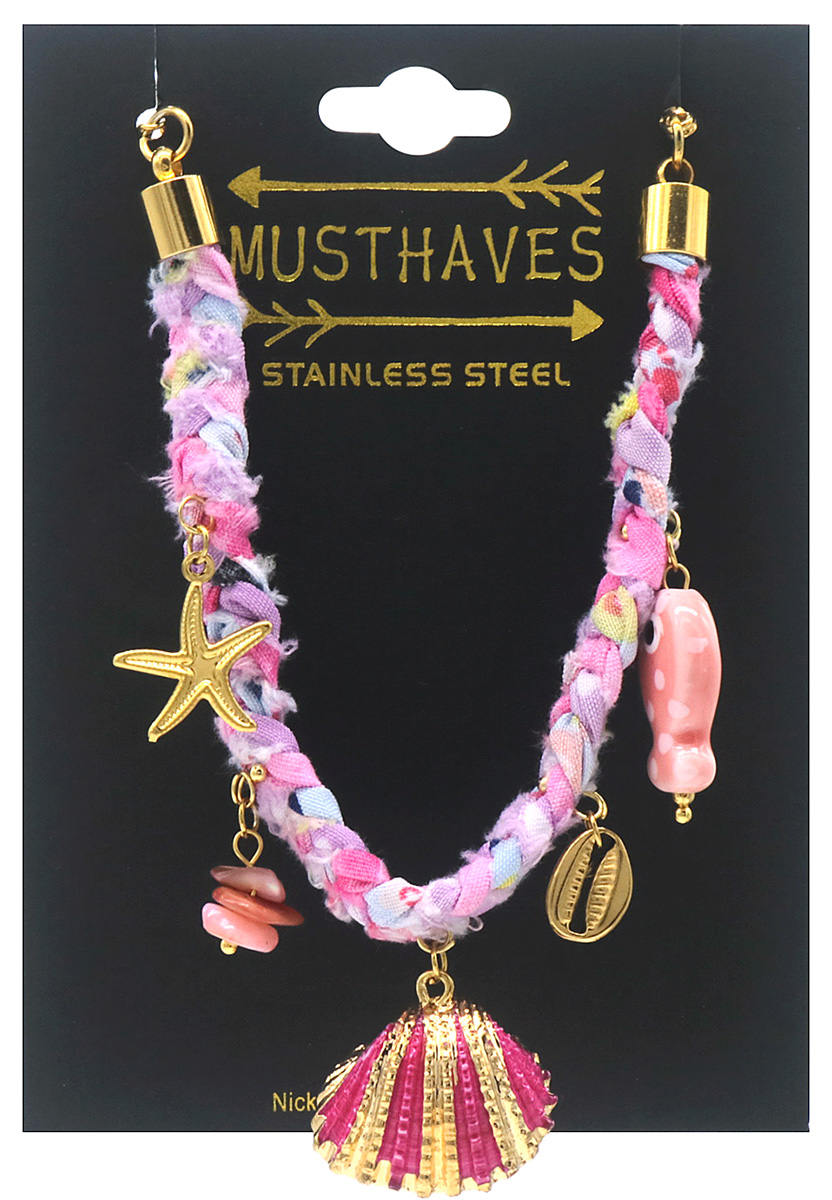 A-D10.1 B1036-009 S. Steel Fabric Bracelet Shells