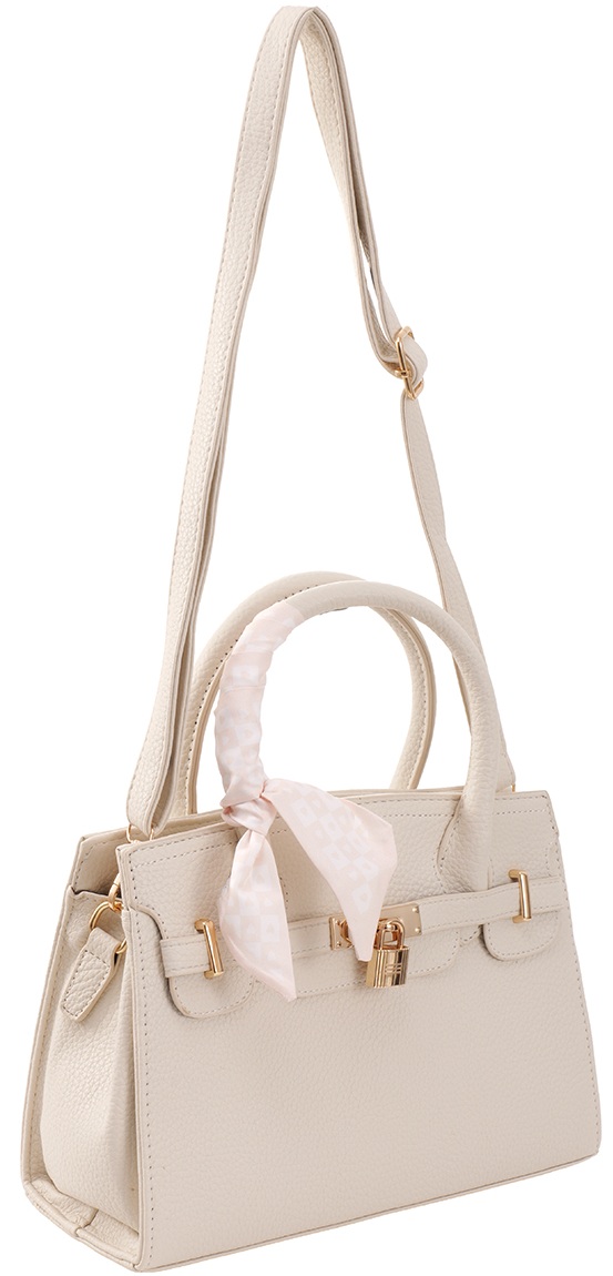 Y-C6.3 BAG1017-001-3 PU Bag with Scarf 28x20x9cm Beige