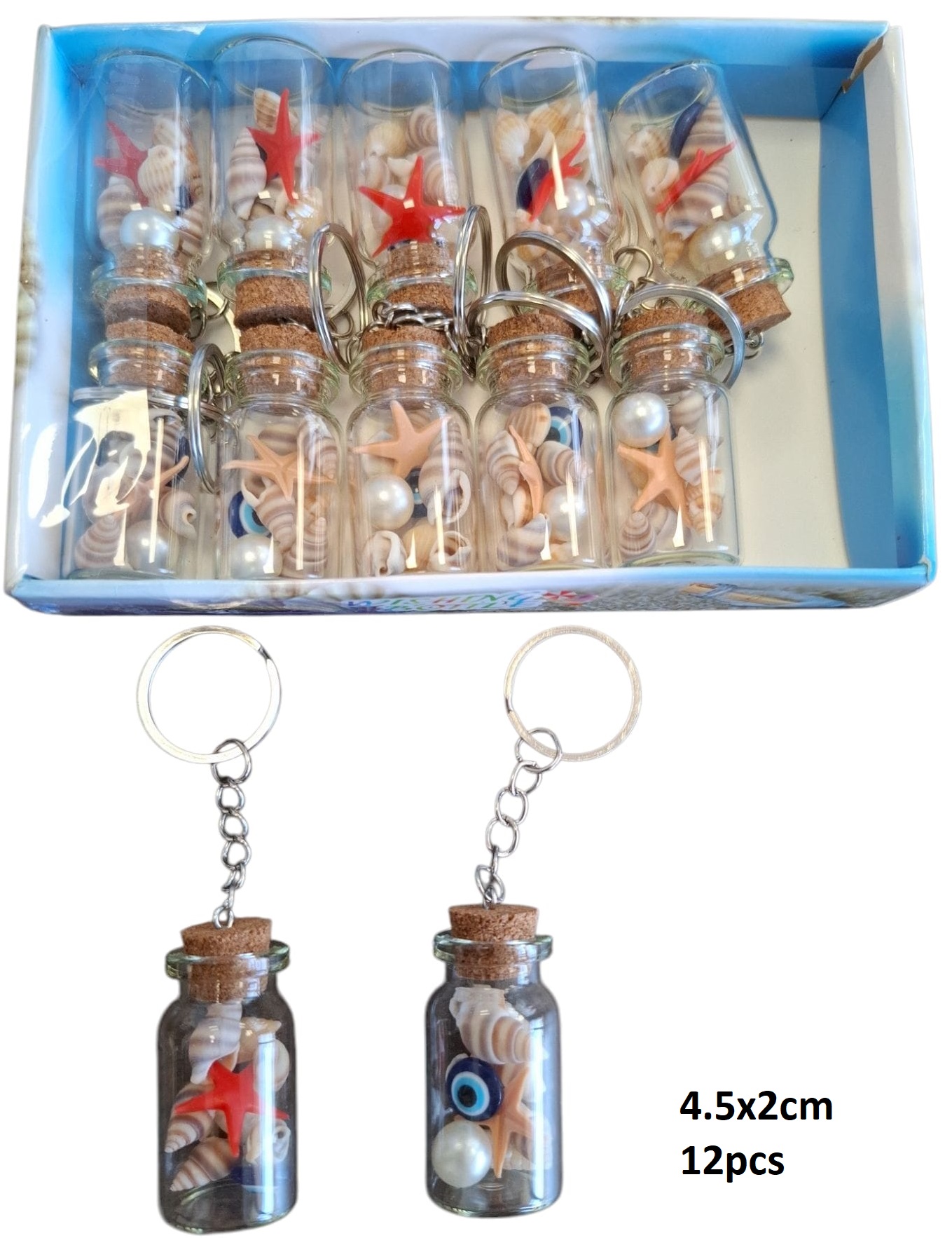 Q-O6.2 C953-004 Wishing Bottle 4.5x2cm Keychain -12pcs