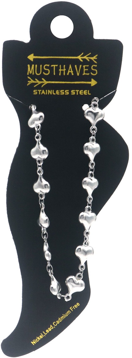 H-B7.4 ANK1033-002S S. Steel Anklet Hearts