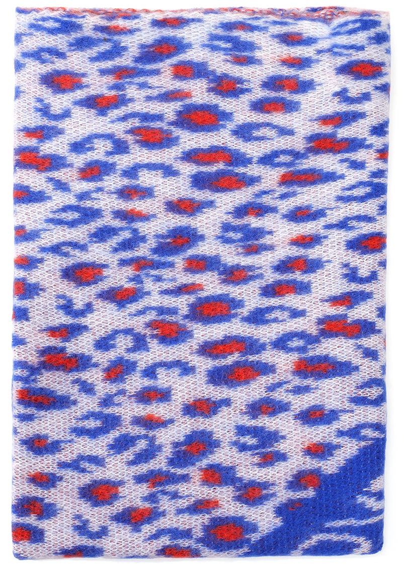 Y-A2.2 SCARF1007-003-4 Triangle Scarf Leopard 190x70cm Blue