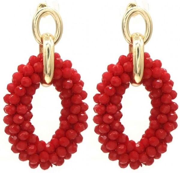 D-C14.1 E725-001 No. 9 Earrings Glass 5cm Red
