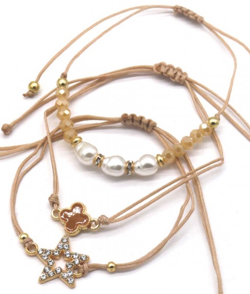 A-E10.1 B723-006 No. 2 Bracelet Set 3pcs Brown
