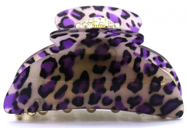 F-E19.1  H711-010A Hair Claw Leopard 6.5cm Purple