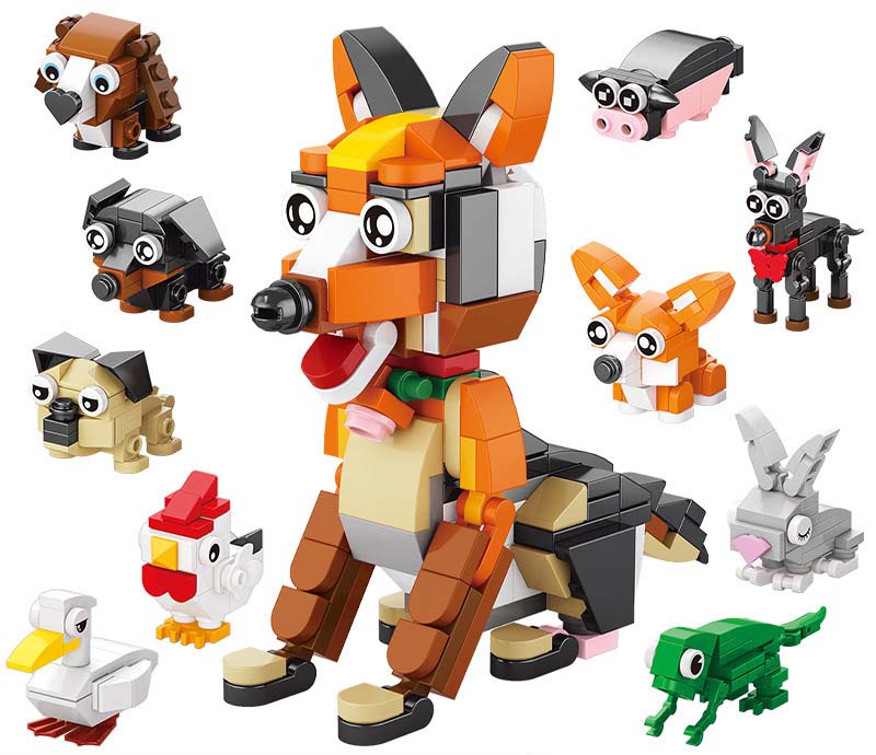 Z-A1.5  TOY9101 Building Block Set Animals 10 in 1