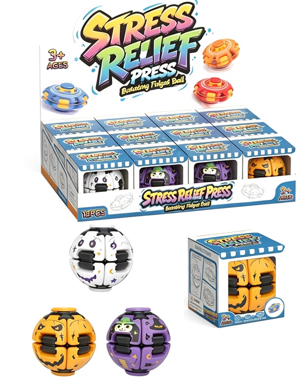Z-F6.1 TOY2611-005 Rotating Fidget Ball Spinner Halloween - 12pcs