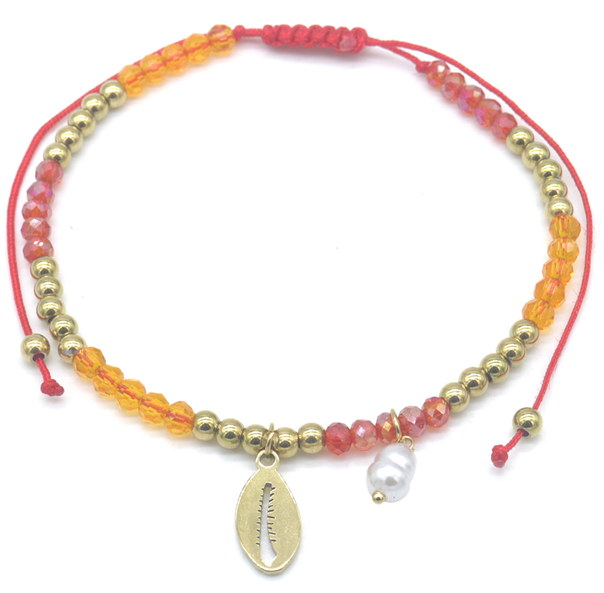 G-D2.1 ANK103-015-4 Anklet S. Steel Glassbeads