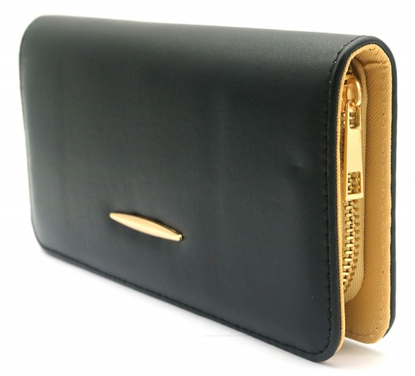 J-E9.2 WA002-003 PU Wallet 21x10.5x3cm Black