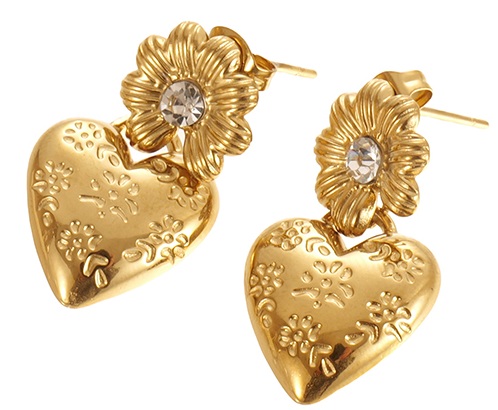 C-D22.1 E2612-102G S. Steel Earrings Heart 3cm