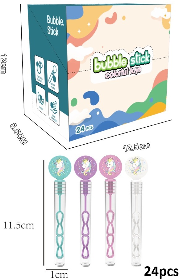 T-H4.2 WFM824017 Small Bubble Stick 11cm Unicorn - 24pcs