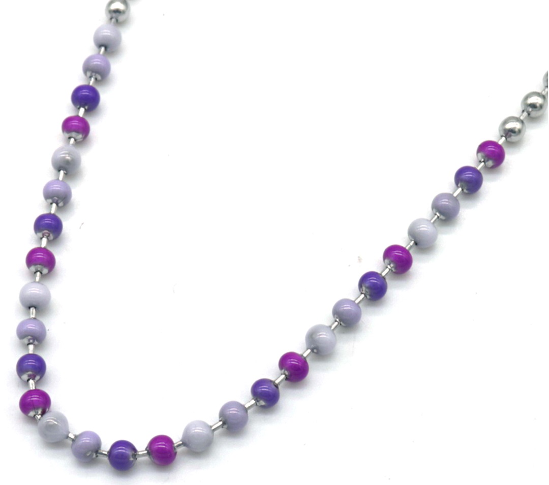E-C8.3 N835-020S S. Steel Necklace Stones Purple