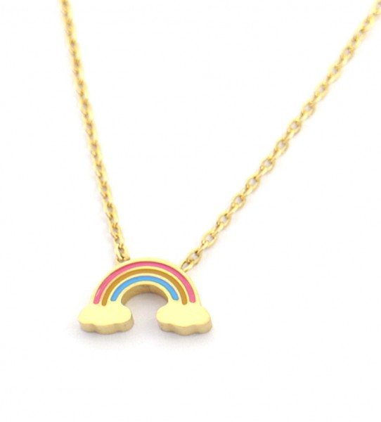 B-B7.3  N038-005G S. Steel Kids Necklace 12mm Rainbow 35-41c
