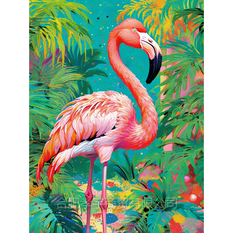 L-B3.2 DP2545066 Diamond Painting -Canvas 30x20cm - Painting 25x15cm Flamingo