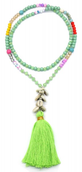 B-E24.2 N536-210B Long Necklace Beads Shells and Tassels 90cm