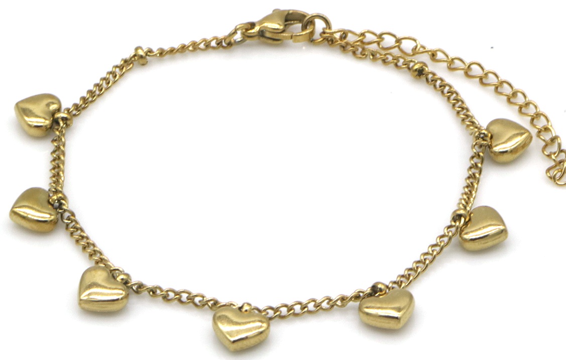 C-A15.2 B2583-019G S. Steel Bracelet Hearts 16-21cm