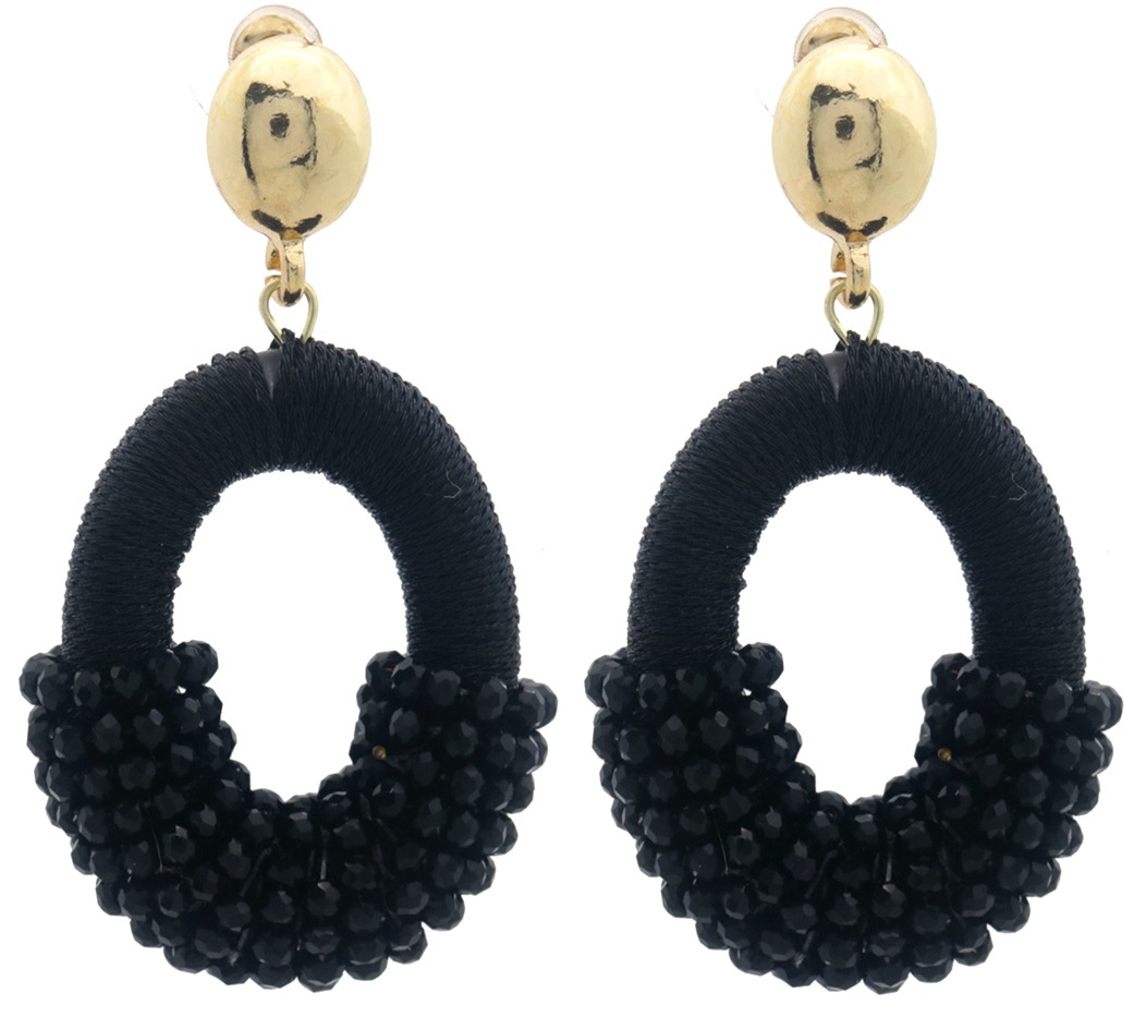 E-B25.2 E007-060-1 Earrings Faceted Glassbeads 4.5x2.8cm