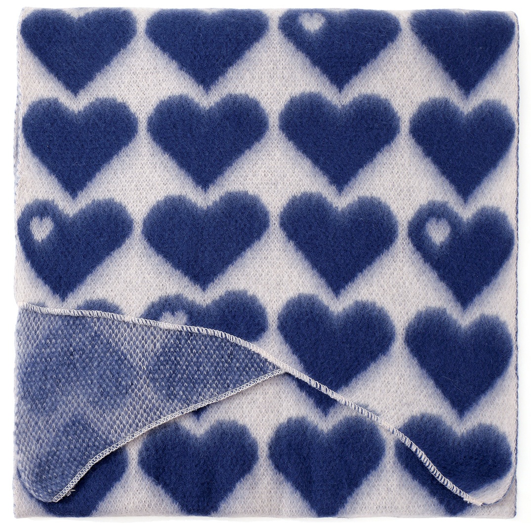 Y-C3.3 SCARF1007-002-4 Scarf Hearts 180x50cm Blue