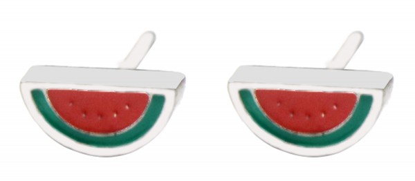 G-B17.5 E38-001S S. Steel Earrings for Kids Watermelon 8mm