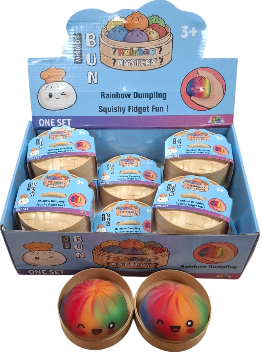 R-C4.1  Squishy Dumpling 8.5cm - Display 12pcs - Rainbow