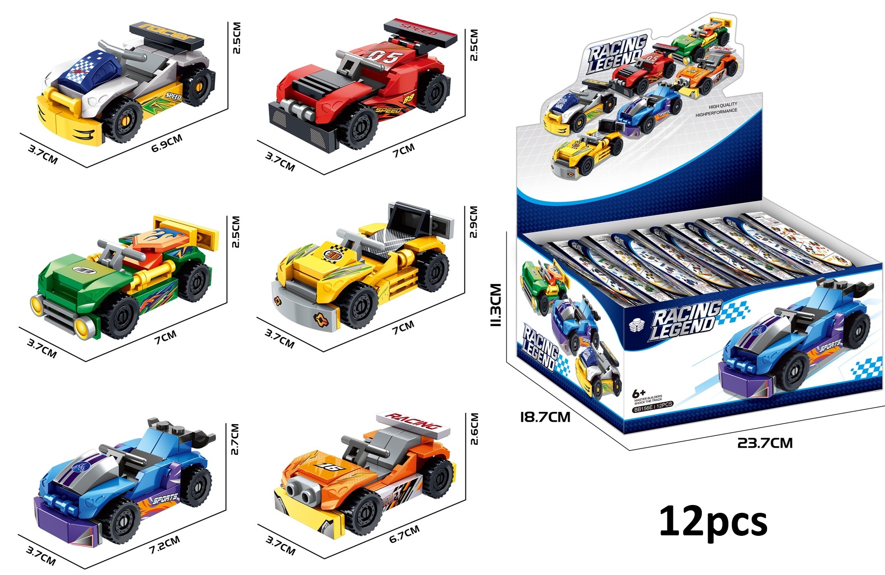 Y-E1.1 BB156E Building Blocks Racing Legend - 12pcs in Display