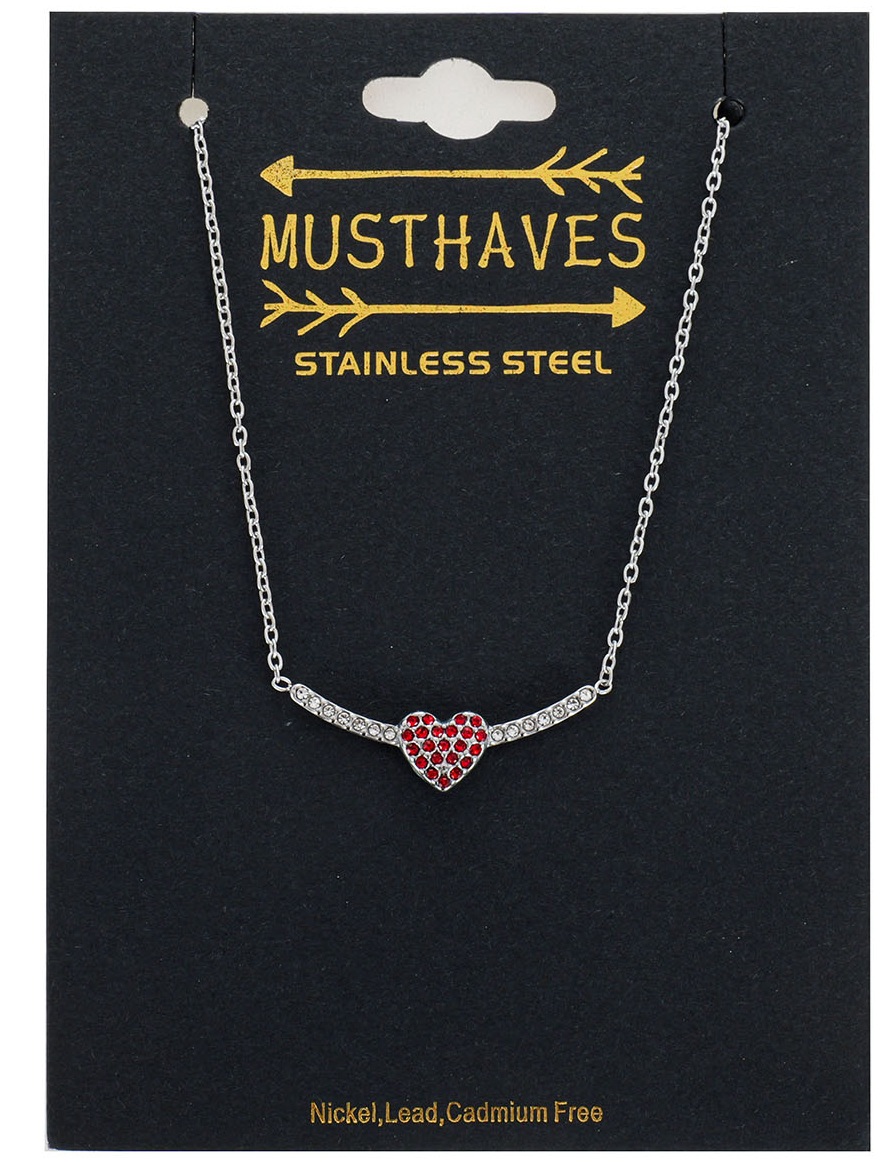 D-B18.4 B1160-001S S. Steel Bracelet Heart Crystals - 16 - 21cm