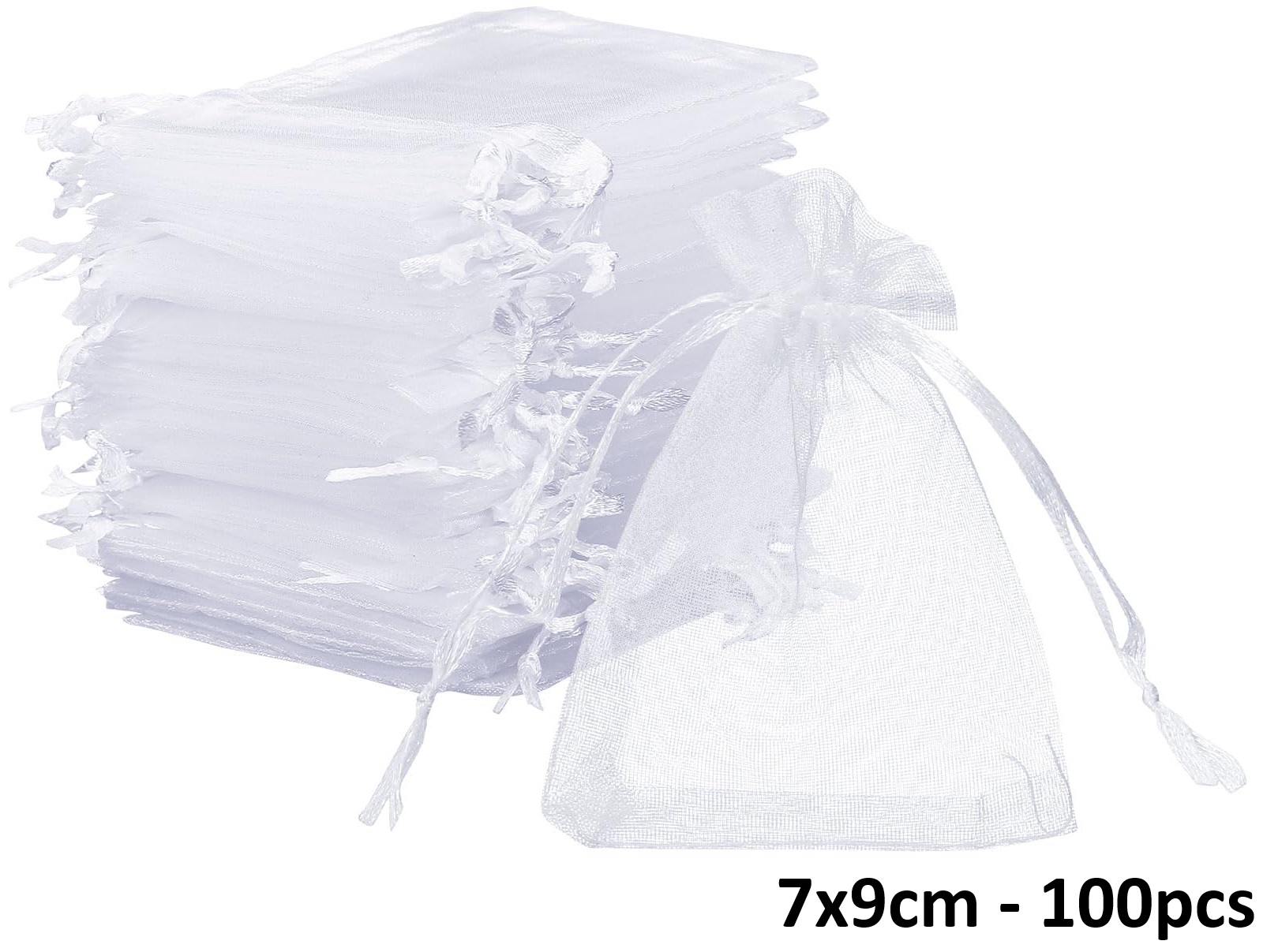 T-G2.2  PK1032-009 Organza Bag 7x9cm White - 100pcs T-G2.2  PK1032-009 Organza Bag 7x9cm White - 100pcs