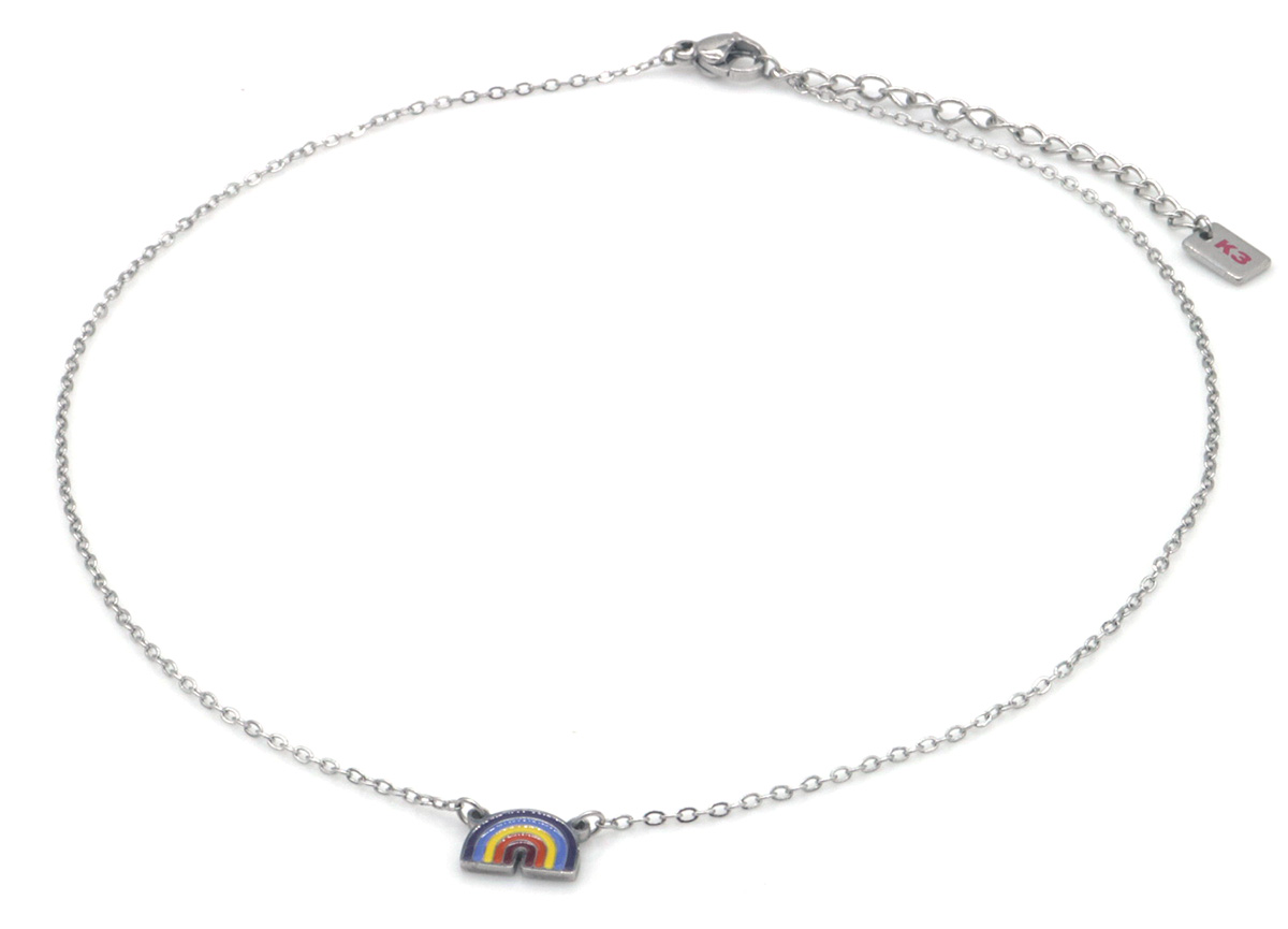 D-D20.2 K3-RBN007 S. Steel Necklace Rainbow