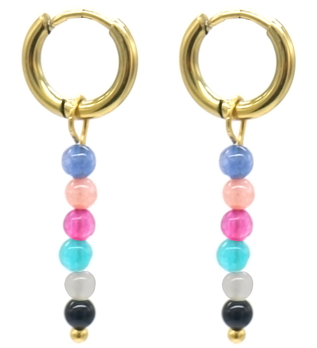 H-D7.5 E2275-009G S. Steel 10mm Earrings with Stones 3cm