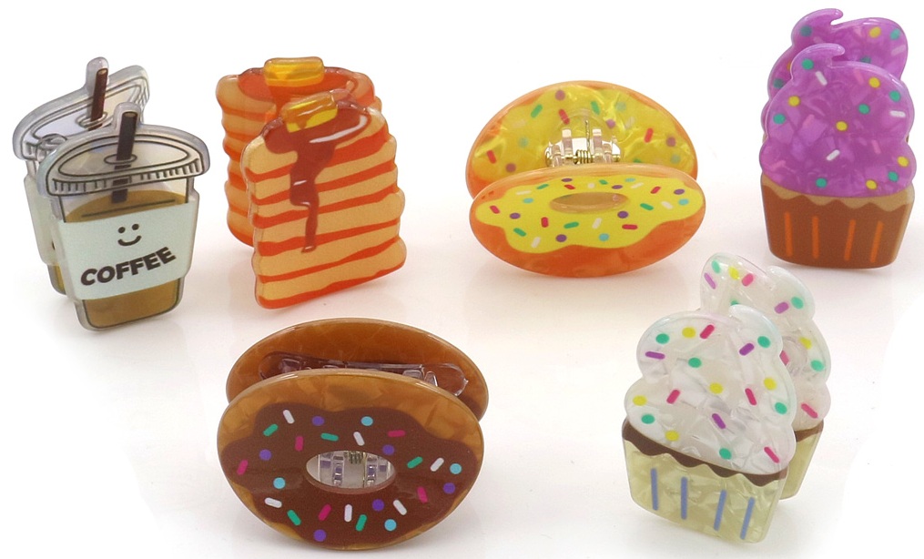 Q-G6.2 H1126-007 Hair Clips desserts 4.5cm - 5cm - 6pcs