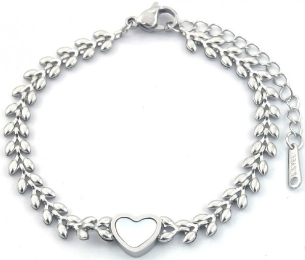 D-B7.5 B088-009S S. Steel Bracelet Heart MOP