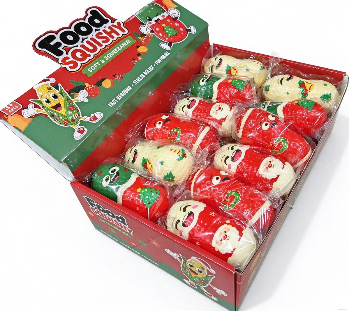 T-P4.1 TOY2619-168 Slow Rising Squishy Christmas Peanut 9.5cm - 24 pcs