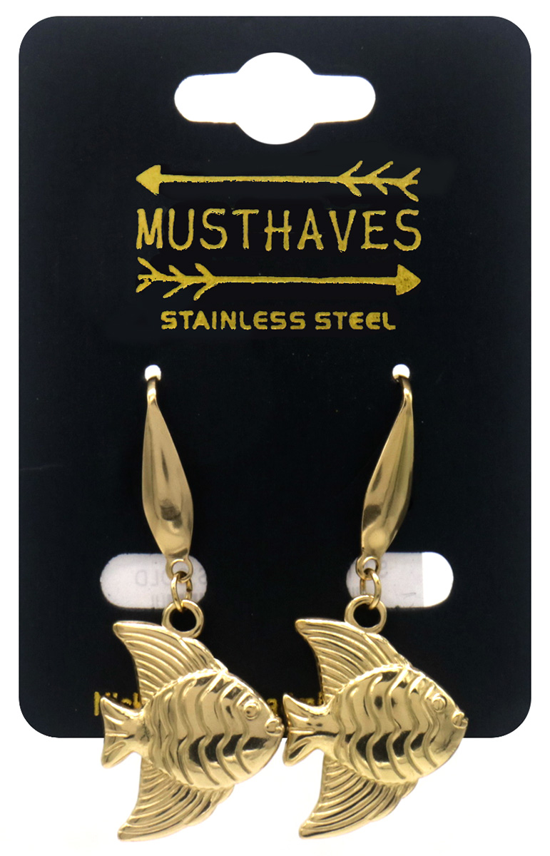 B-A19.4 E1033-007G S. Steel Earrings Fish 4cm
