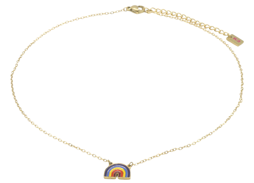 K3-RBN008 S. Steel Necklace Rainbow