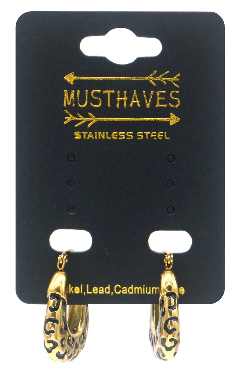 E-D4.2 E2591-221G S. Steel Earrings Leopard 2.5cm