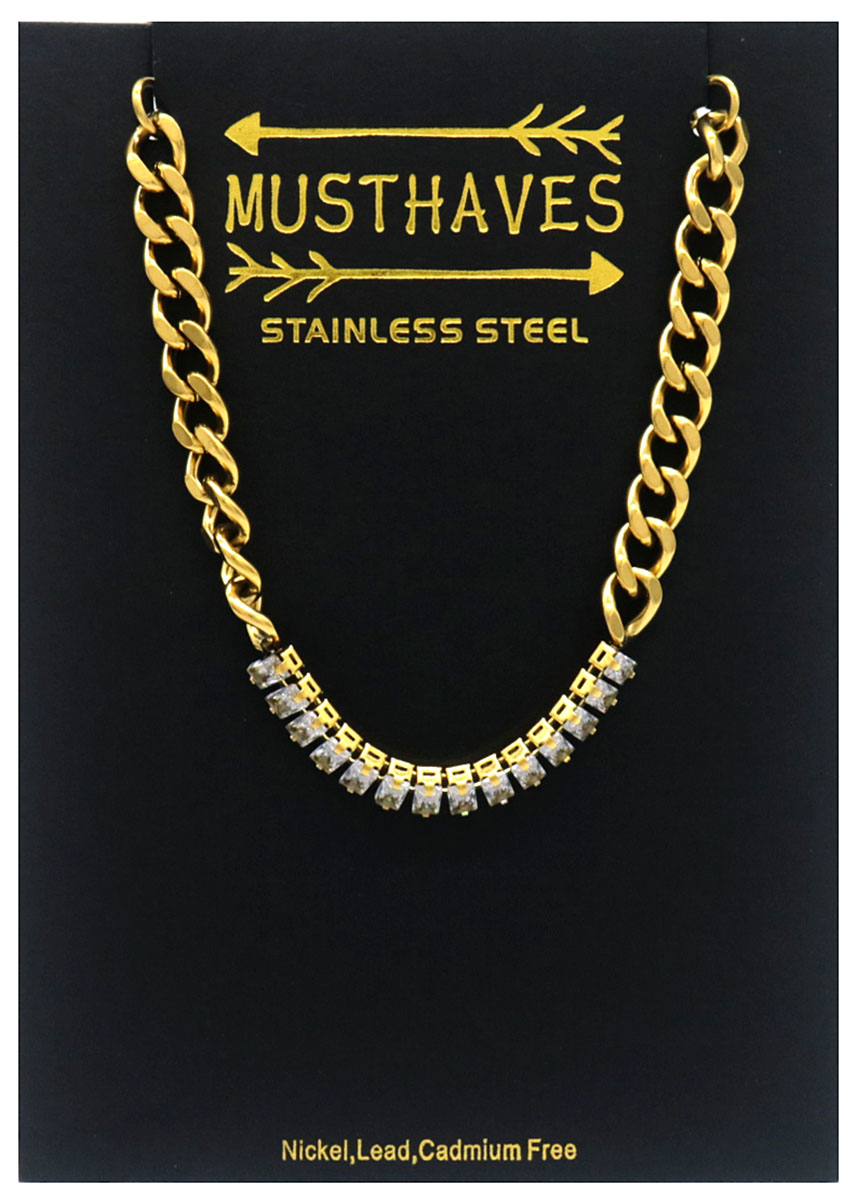 B-E16.3 B064-001G S. Steel Bracelet Crystals 16-21cm