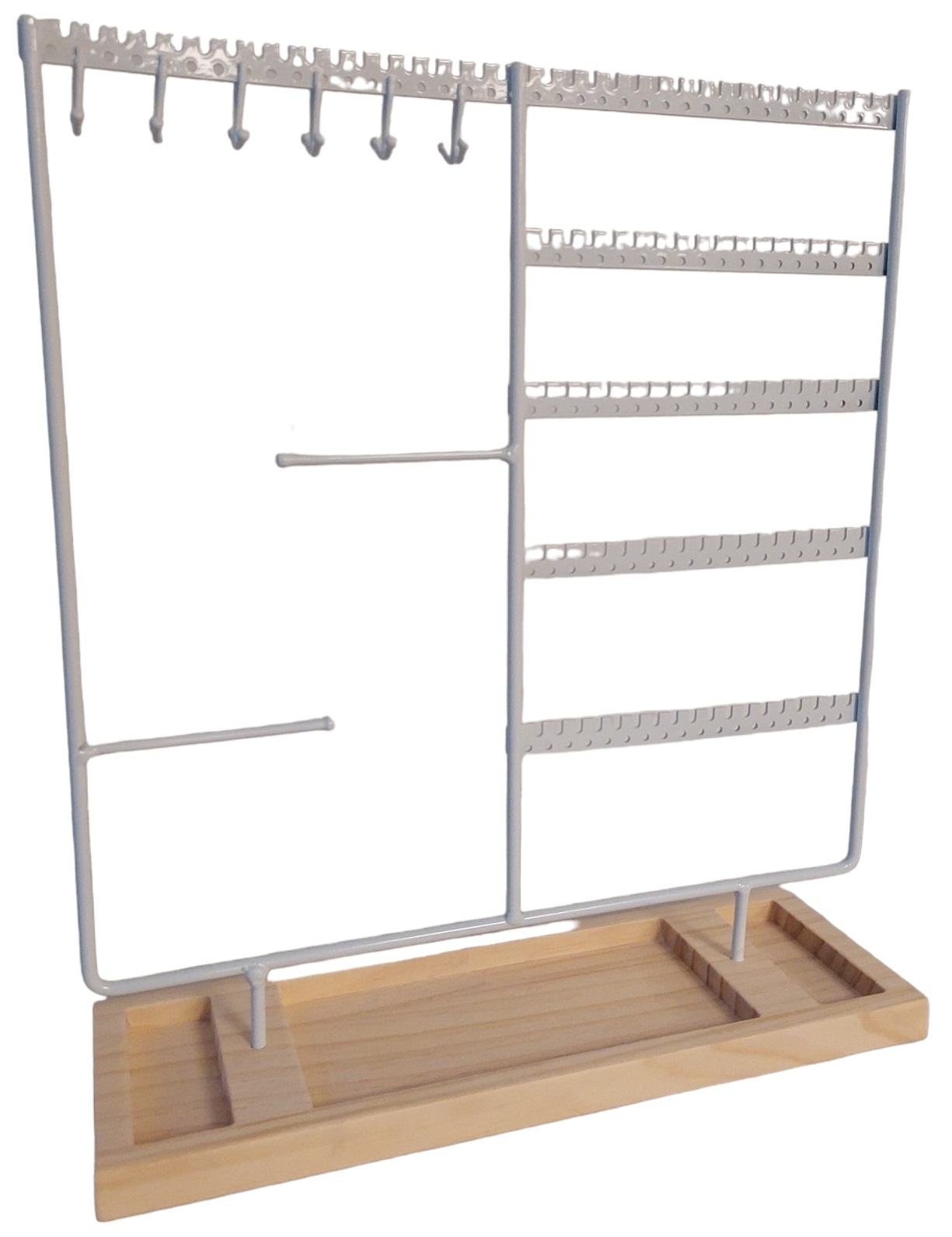 R-L6.2 PK424-168 Jewelry Display Metal with Wood 35x30x9.5cm White
