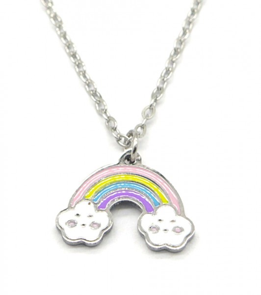 H-F7.2 N221-310S S. Steel Kids Necklace 15mm Rainbow 35-41cm