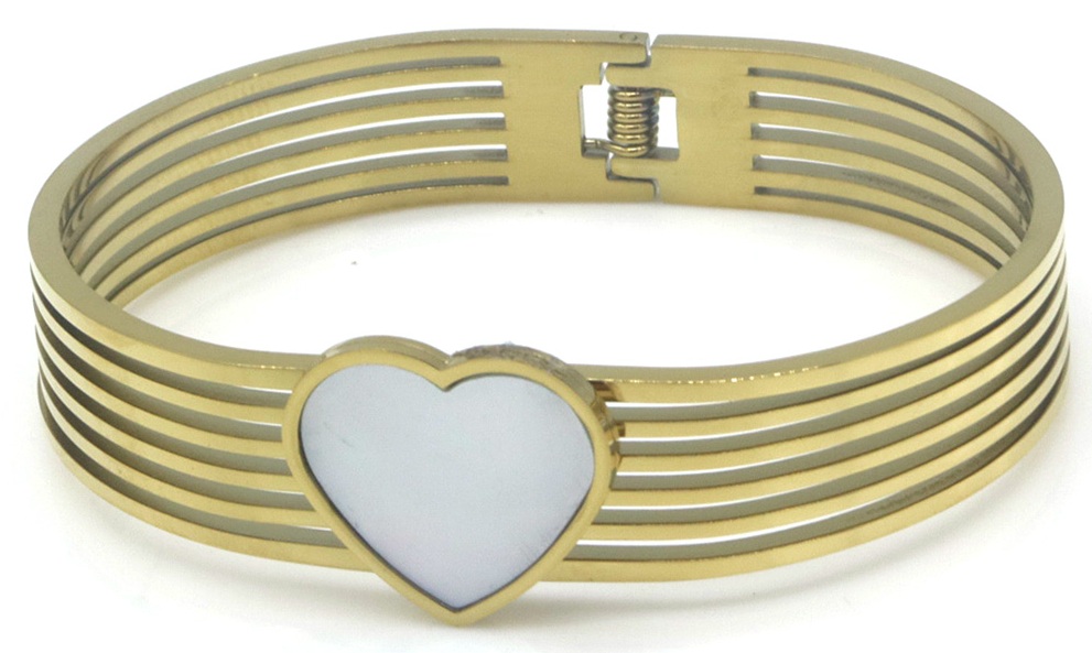 B-B3.3 B2589-139G S. Steel Bangle Heart MOP