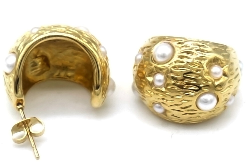 E-B15.1 E103-221G S. Steel Earrings Pearl 2cm