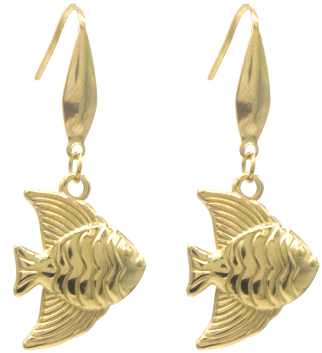 B-A19.4 E1033-007G S. Steel Earrings Fish 4cm