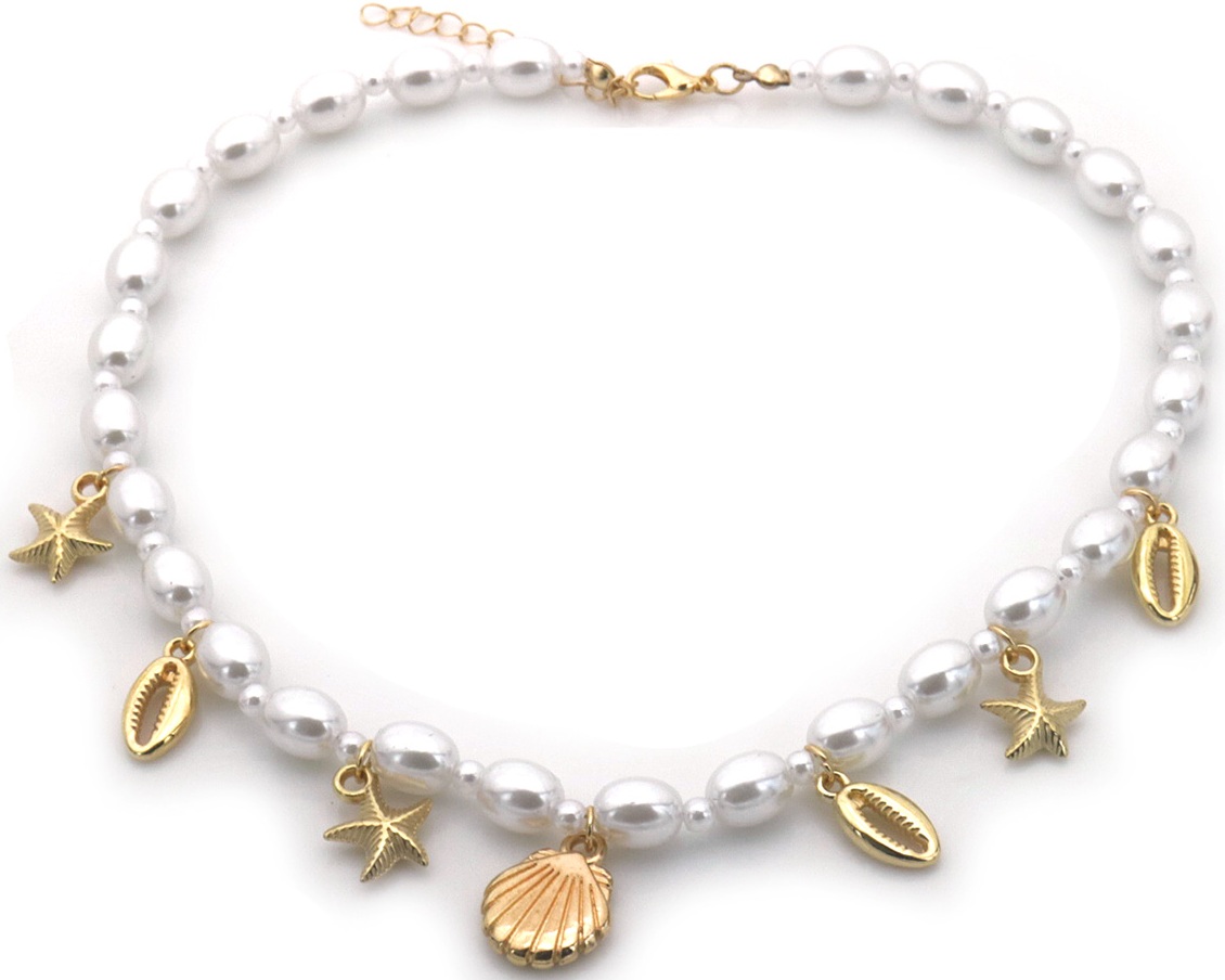 D-C9.3 N2540-071 Fashion Necklace Pearls Charms