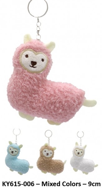 L-F2.1 KY615-006 Plush Keychain Llama 9cm -Mixed Colors -  1 pc