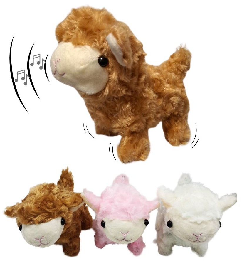 L-A3.2 TOY1149-008 Walking Sheep 15cm Movement-Sound - Mixed Colors - 1pc